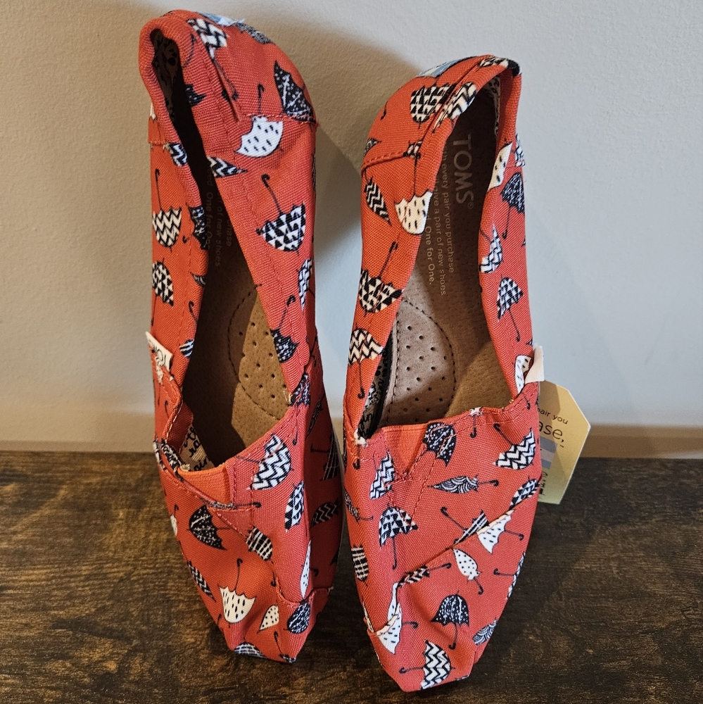 Toms Red Umbrella Flats Casual Loafers